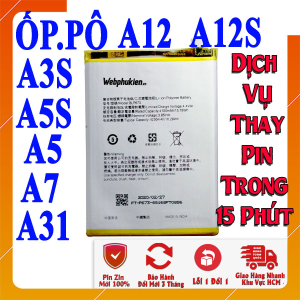 Pin Webphukien cho Oppo A3s, A5S, A5, A7, A31, A12, A12S Việt Nam BLP673 - 4230mAh